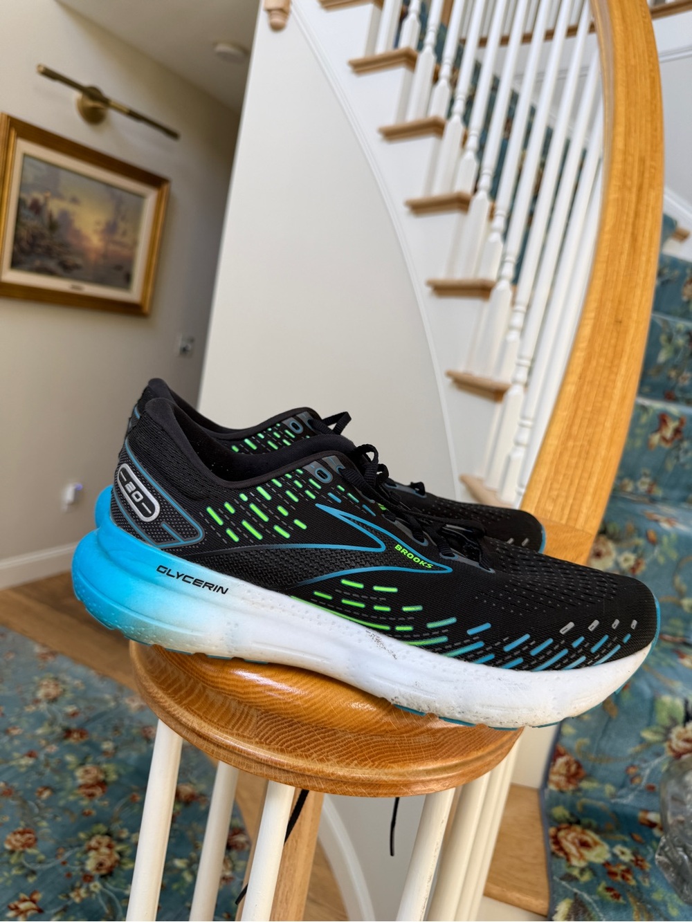 Brooks Mens 11.5 Glycerin GTS 20 1103821D006 Black Running Shoes Sneakers Great